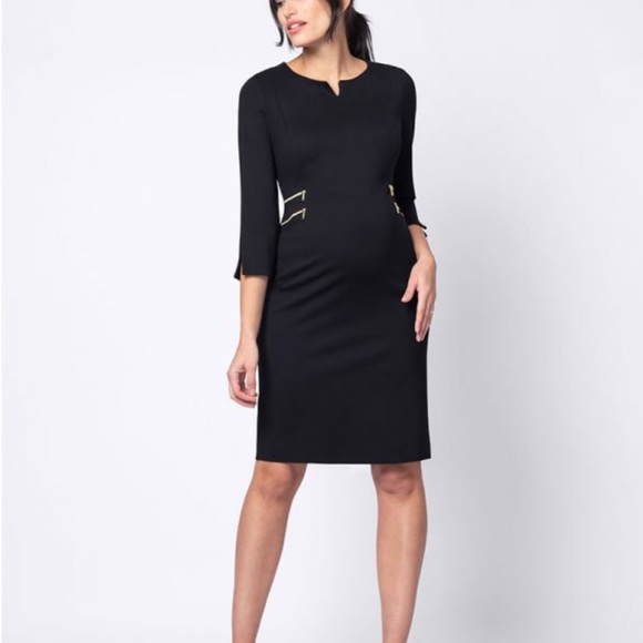 Seraphine Black Zip Detail Maternity Dress - Picture 3 of 9